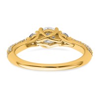 14K Yellow Gold 0.50 Carat Lab Grown Diamond VS+ F+ Semi Mount 0.50 Carat Center Round Three Stone Engagement Ring view 5