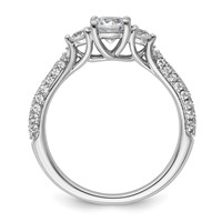 14K White Gold 1 Carat Certified Lab Grown Diamond VS+ F+ Complete Round Three Stone Engagement Ring view 2
