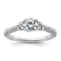 14K White Gold 1 Carat Certified Lab Grown Diamond VS+ F+ Complete Round Three Stone Engagement Ring view 1