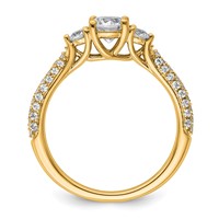 14K Yellow Gold 1 Carat Certified Lab Grown Diamond VS+ F+ Complete Round Three Stone Engagement Ring view 2