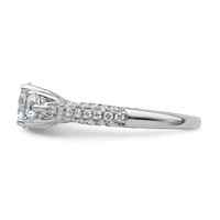 14K White Gold 0.75 Carat Lab Grown Diamond VS+ F+ Semi Mount 1 Carat Center Round Three Stone Engagement Ring view 3
