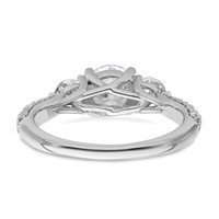 14K White Gold 0.75 Carat Lab Grown Diamond VS+ F+ Semi Mount 1 Carat Center Round Three Stone Engagement Ring view 5