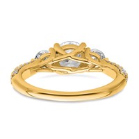 14K Yellow Gold 0.75 Carat Lab Grown Diamond VS+ F+ Semi Mount 1 Carat Center Round Three Stone Engagement Ring view 5