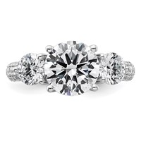14K White Gold 3.88 Carat Certified Lab Grown Diamond VS+ F+ Complete Round Three Stone Engagement Ring view 4