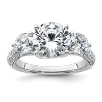 14K White Gold 3.88 Carat Certified Lab Grown Diamond VS+ F+ Complete Round Three Stone Engagement Ring view 1