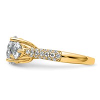 14K Yellow Gold 1.38 Carat Lab Grown Diamond VS+ F+ Semi Mount 2.50 Carat Center Round Three Stone Engagement Ring view 3