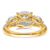 14K Yellow Gold 1.38 Carat Lab Grown Diamond VS+ F+ Semi Mount 2.50 Carat Center Round Three Stone Engagement Ring view 5