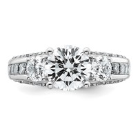 14K White Gold 3.75 Carat Certified Lab Grown Diamond VS+ F+ Round Complete Three Stone Engagement Ring view 4