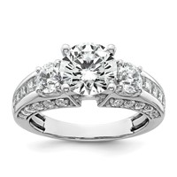 14K White Gold 3.75 Carat Certified Lab Grown Diamond VS+ F+ Round Complete Three Stone Engagement Ring view 1