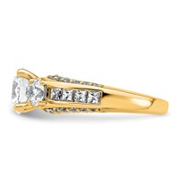 14K Yellow Gold 3.75 Carat Certified Lab Grown Diamond VS+ F+ Round Complete Three Stone Engagement Ring view 3
