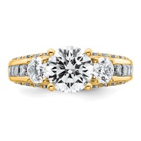 14K Yellow Gold 3.75 Carat Certified Lab Grown Diamond VS+ F+ Round Complete Three Stone Engagement Ring view 4