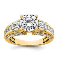 14K Yellow Gold 3.75 Carat Certified Lab Grown Diamond VS+ F+ Round Complete Three Stone Engagement Ring view 1
