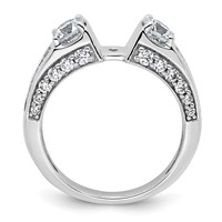 14K White Gold 1.75 Carat Lab Grown Diamond VS+ F+ 2 Carat Center Round Semi Mount Three Stone Engagement Ring view 2