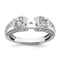 14K White Gold 1.75 Carat Lab Grown Diamond VS+ F+ 2 Carat Center Round Semi Mount Three Stone Engagement Ring view 1
