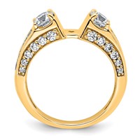 14K Yellow Gold 1.75 Carat Lab Grown Diamond VS+ F+ 2 Carat Center Round Semi Mount Three Stone Engagement Ring view 2