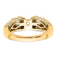 14K Yellow Gold 1.75 Carat Lab Grown Diamond VS+ F+ 2 Carat Center Round Semi Mount Three Stone Engagement Ring view 3