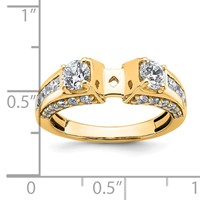 14K Yellow Gold 1.75 Carat Lab Grown Diamond VS+ F+ 2 Carat Center Round Semi Mount Three Stone Engagement Ring view 4