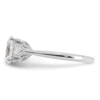 14K White Gold 1.38 Carat Lab Grown Diamond VS+ F+ Oval and Pear Complete Three Stone Engagement Ring view 3