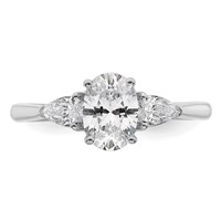 14K White Gold 1.38 Carat Lab Grown Diamond VS+ F+ Oval and Pear Complete Three Stone Engagement Ring view 4