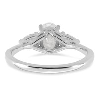 14K White Gold 1.38 Carat Lab Grown Diamond VS+ F+ Oval and Pear Complete Three Stone Engagement Ring view 5