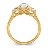 14K Yellow Gold 1.38 Carat Lab Grown Diamond VS+ F+ Oval and Pear Complete Three Stone Engagement Ring view 2