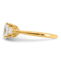 14K Yellow Gold 1.38 Carat Lab Grown Diamond VS+ F+ Oval and Pear Complete Three Stone Engagement Ring view 3