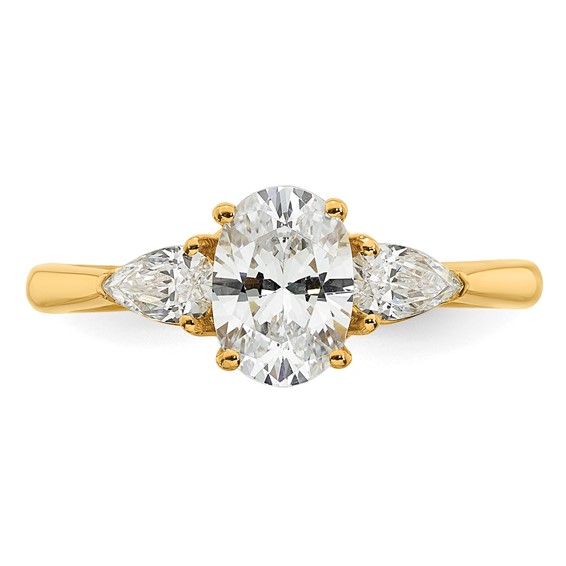 Gold Lab Grown Diamond Oval and Pear 3-Stone Ring