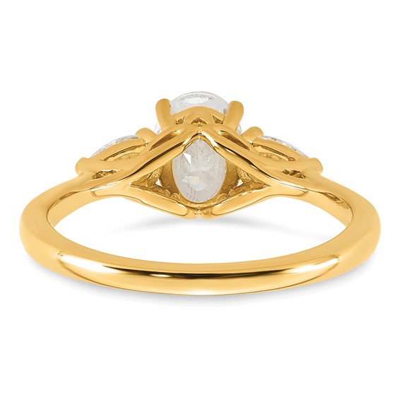 Gold Lab Grown Diamond Oval and Pear 3-Stone Ring