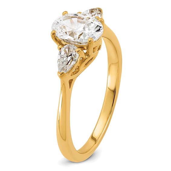 Gold Lab Grown Diamond Oval and Pear 3-Stone Ring