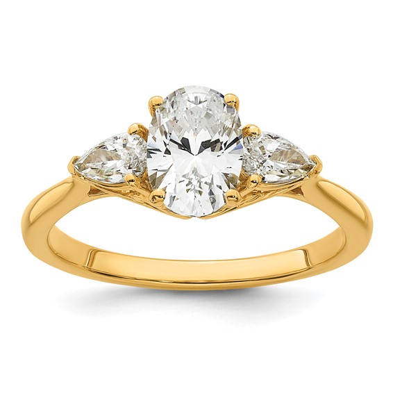 Gold Lab Grown Diamond Oval and Pear 3-Stone Ring