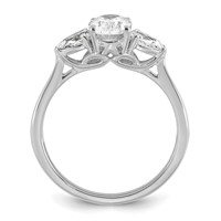 14K White Gold 1.38 Carat Certified Lab Grown Diamond VS+ F+ Oval and Pear Complete Three Stone Engagement Ring view 2