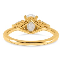 14K Yellow Gold 1.38 Carat Certified Lab Grown Diamond VS+ F+ Oval and Pear Complete Three Stone Engagement Ring view 5