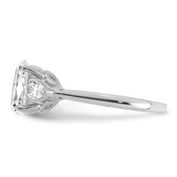 14K White Gold 1.88 Carat Lab Grown Diamond VS+ F+ Oval and Pear Complete Three Stone Engagement Ring view 3