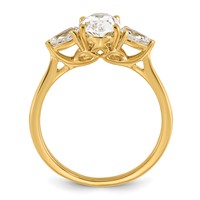 14K Yellow Gold 1.88 Carat Lab Grown Diamond VS+ F+ Oval and Pear Complete Three Stone Engagement Ring view 2