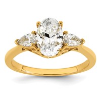 14K Yellow Gold 1.88 Carat Lab Grown Diamond VS+ F+ Oval and Pear Complete Three Stone Engagement Ring view 1