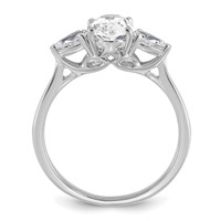 14K White Gold 1.88 Carat Certified Lab Grown Diamond VS+ F+ Oval and Pear Complete Three Stone Engagement Ring view 2