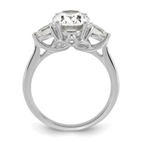 14K White Gold 2.50 Carat Lab Grown Diamond VS+ F+ Oval and Pear Complete Three Stone Engagement Ring view 2