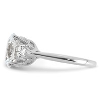 14K White Gold 2.50 Carat Lab Grown Diamond VS+ F+ Oval and Pear Complete Three Stone Engagement Ring view 3
