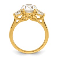 14K Yellow Gold 2.50 Carat Certified Lab Grown Diamond VS+ F+ Oval and Pear Complete Three Stone Engagement Ring view 2