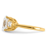 14K Yellow Gold 2.50 Carat Certified Lab Grown Diamond VS+ F+ Oval and Pear Complete Three Stone Engagement Ring view 3