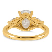 14K Yellow Gold 2.50 Carat Certified Lab Grown Diamond VS+ F+ Oval and Pear Complete Three Stone Engagement Ring view 5