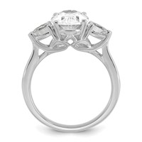 14K White Gold 3 Carat Lab Grown Diamond VS+ F+ Oval and Pear Complete Three Stone Engagement Ring view 2