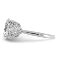 14K White Gold 3 Carat Lab Grown Diamond VS+ F+ Oval and Pear Complete Three Stone Engagement Ring view 3