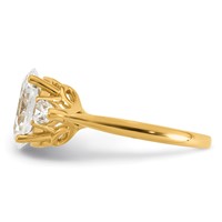 14K Yellow Gold 3 Carat Lab Grown Diamond VS+ F+ Oval and Pear Complete Three Stone Engagement Ring view 3
