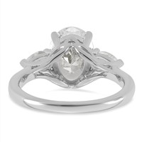 14K White Gold 3 Carat Certified Lab Grown Diamond VS+ F+ Oval and Pear Complete Three Stone Engagement Ring view 5