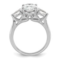 14K White Gold 3.62 Carat Lab Grown Diamond VS+ F+ Oval and Pear Complete Three Stone Engagement Ring view 2