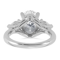 14K White Gold 3.62 Carat Lab Grown Diamond VS+ F+ Oval and Pear Complete Three Stone Engagement Ring view 5