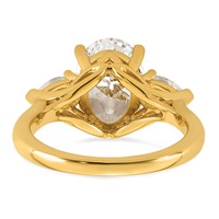 14K Yellow Gold 3.62 Carat Lab Grown Diamond VS+ F+ Oval and Pear Complete Three Stone Engagement Ring view 5