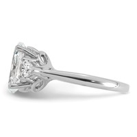 14K White Gold 3.62 Carat Certified Lab Grown Diamond VS+ F+ Oval and Pear Complete Three Stone Engagement Ring view 3