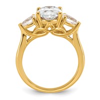 14K Yellow Gold 3.62 Carat Certified Lab Grown Diamond VS+ F+ Oval and Pear Complete Three Stone Engagement Ring view 2